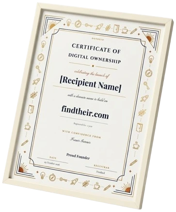 An entrepreneur certificate with a border of fine line icons, in a cream frame