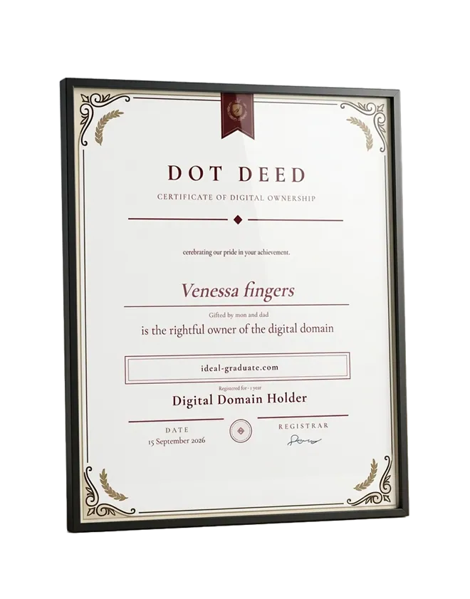 Framed Dotdeed certificate