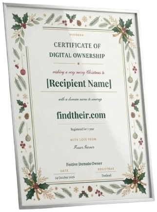 A framed Christmas certificate